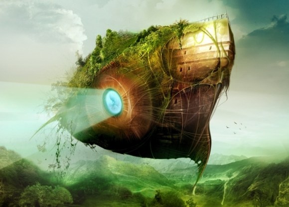 A Human impression of the so-called "Grey Ark" being constructed by Reticulan operatives on "Madagascar".